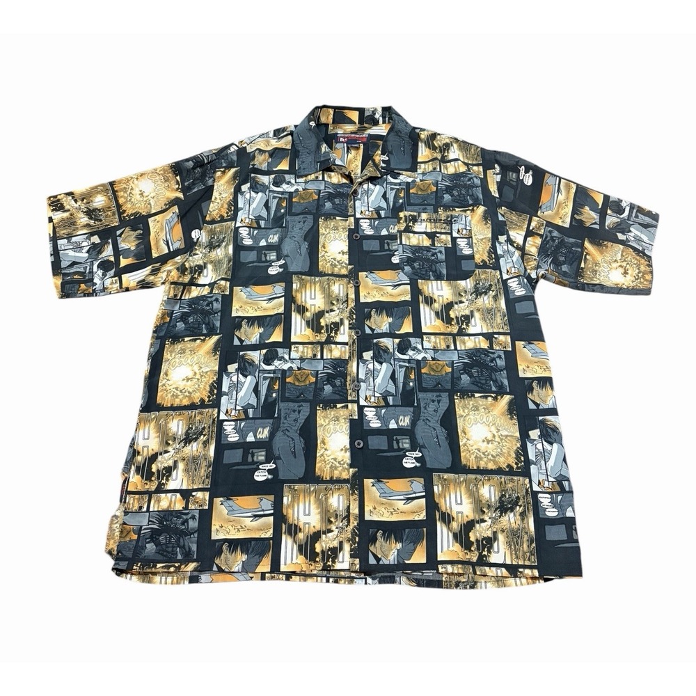 South Pole Men's Short Size XXL Shortsleeved Button Up Shirt Vintage Graphic Y2K